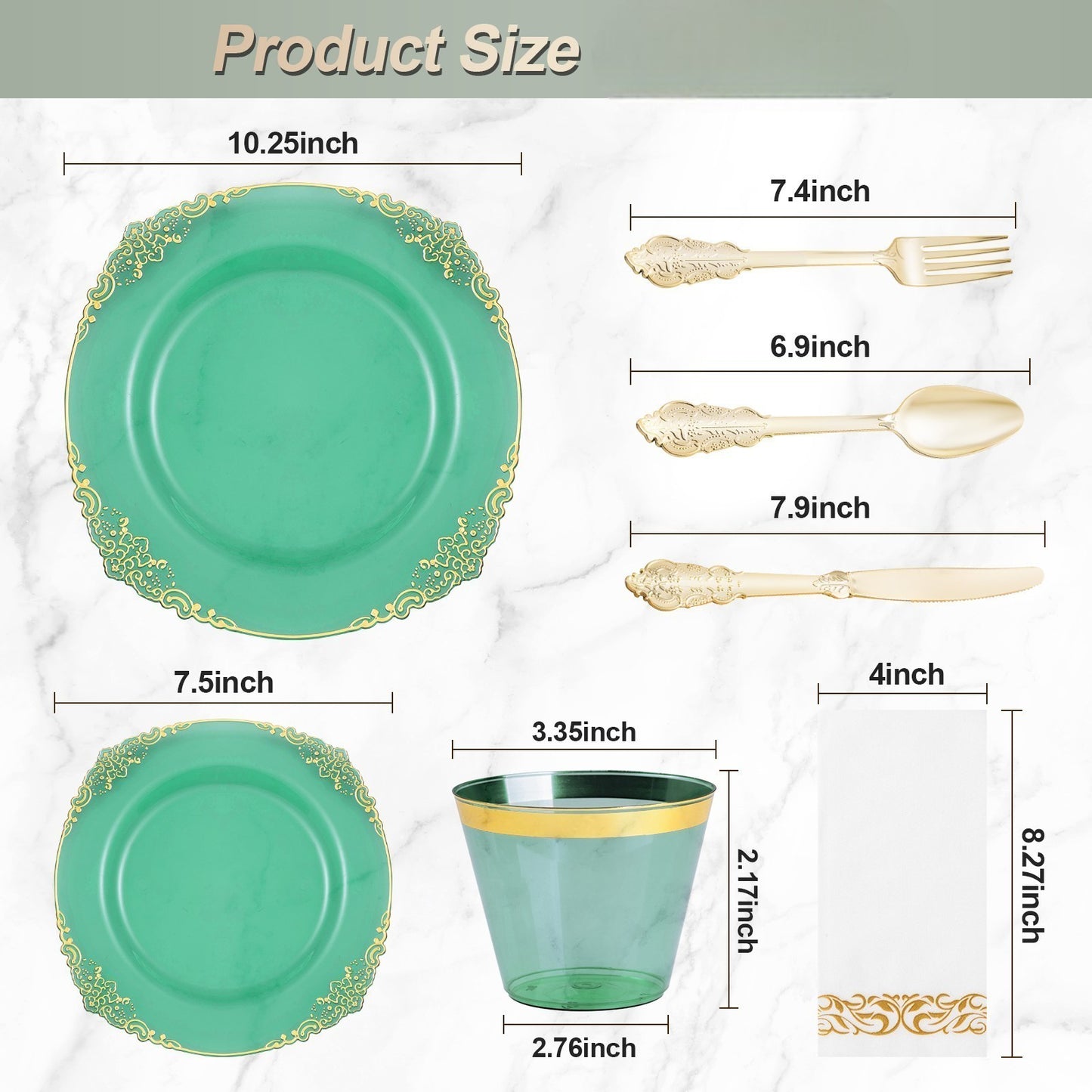 Disposable Retro Dinnerware Set for Party, Wedding