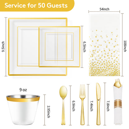 Goodluck 352-Piece Clear Plastic Dinnerware Set for 50 Guests