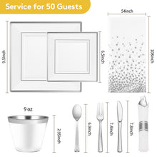 Goodluck 352 Piece White with Silver Trim Plastic Dinnerware Set for 50 Guests