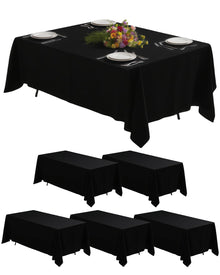 Goodluck 90 x 132 Inch Reusable Machine Washable Cover Rectangular Black Polyester Table Cloth for Wedding, Birthday, Party, Banquet, and Event Decoration