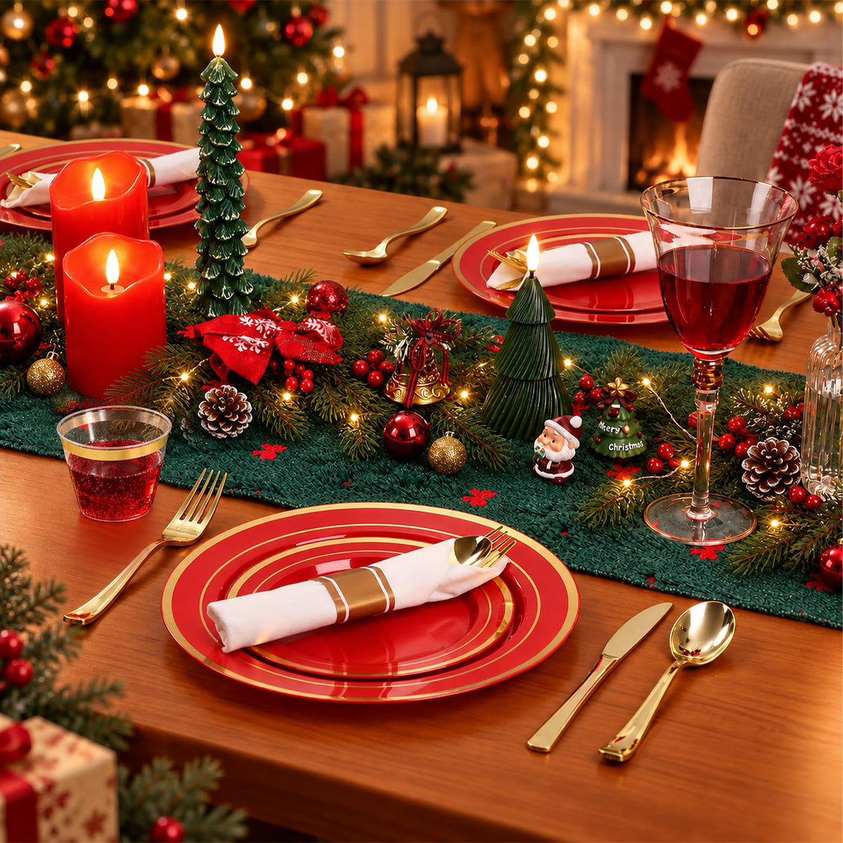 Elegant Dinnerware Set with Pre-Rolled Napkins