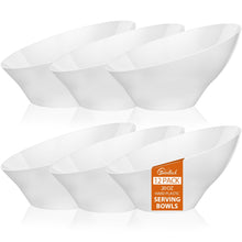 Goodluck Disposable 20 OZ Angled White Plastic Serving Bowls for Salad & Fruit
