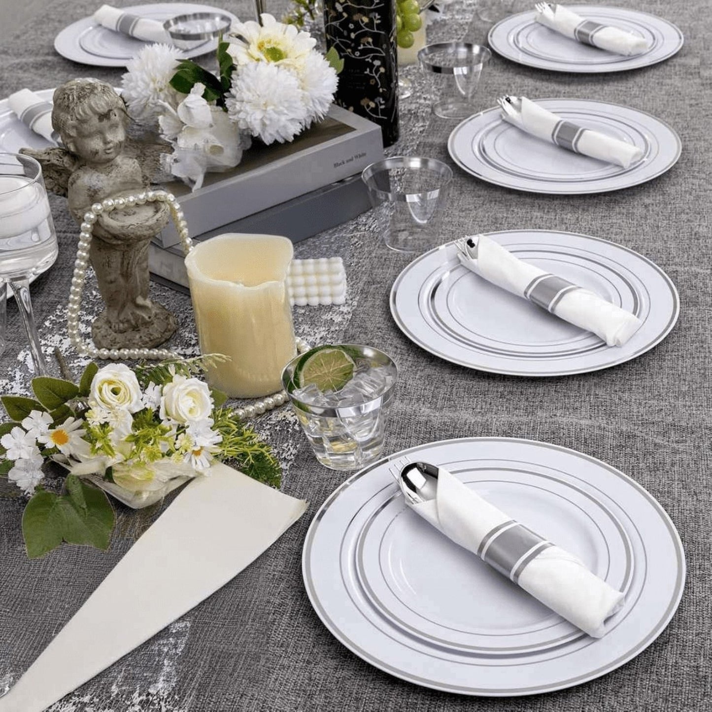 Elegant Parties Dinnerware Set with Napkins,Impress Your Guests