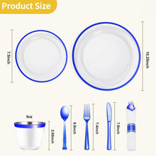 Goodluck Clear with Dark Blue Rim Plastic Dinnerware Set