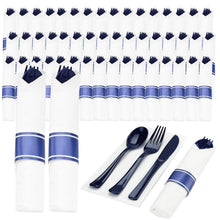 Fancy Disposable Pre-Rolled Plastic Silverware for Party, Wedding, and Daily Use