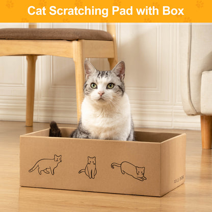 5 PCS Cat Scratcher with Box, Reversible Cat Scratchers for Indoor Cats, Cardboard Cat Scratcher with Catnip, 2 Curved and 3 Flat Boards for Scratching Bed