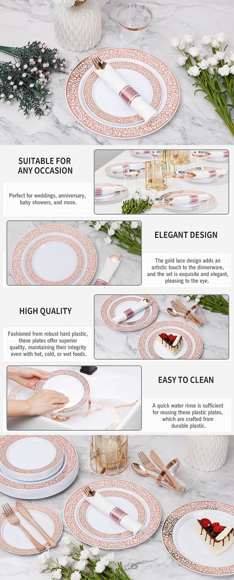 Rose gold / 50 Guests（🔥Most Popular）