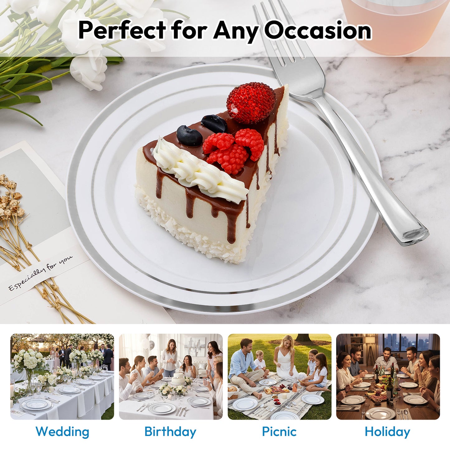 Disposable Classic Durable Dinnerware Set for Party, Wedding