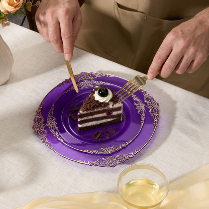 Goodluck Disposable Retro Clear Purple Dinnerware Sets