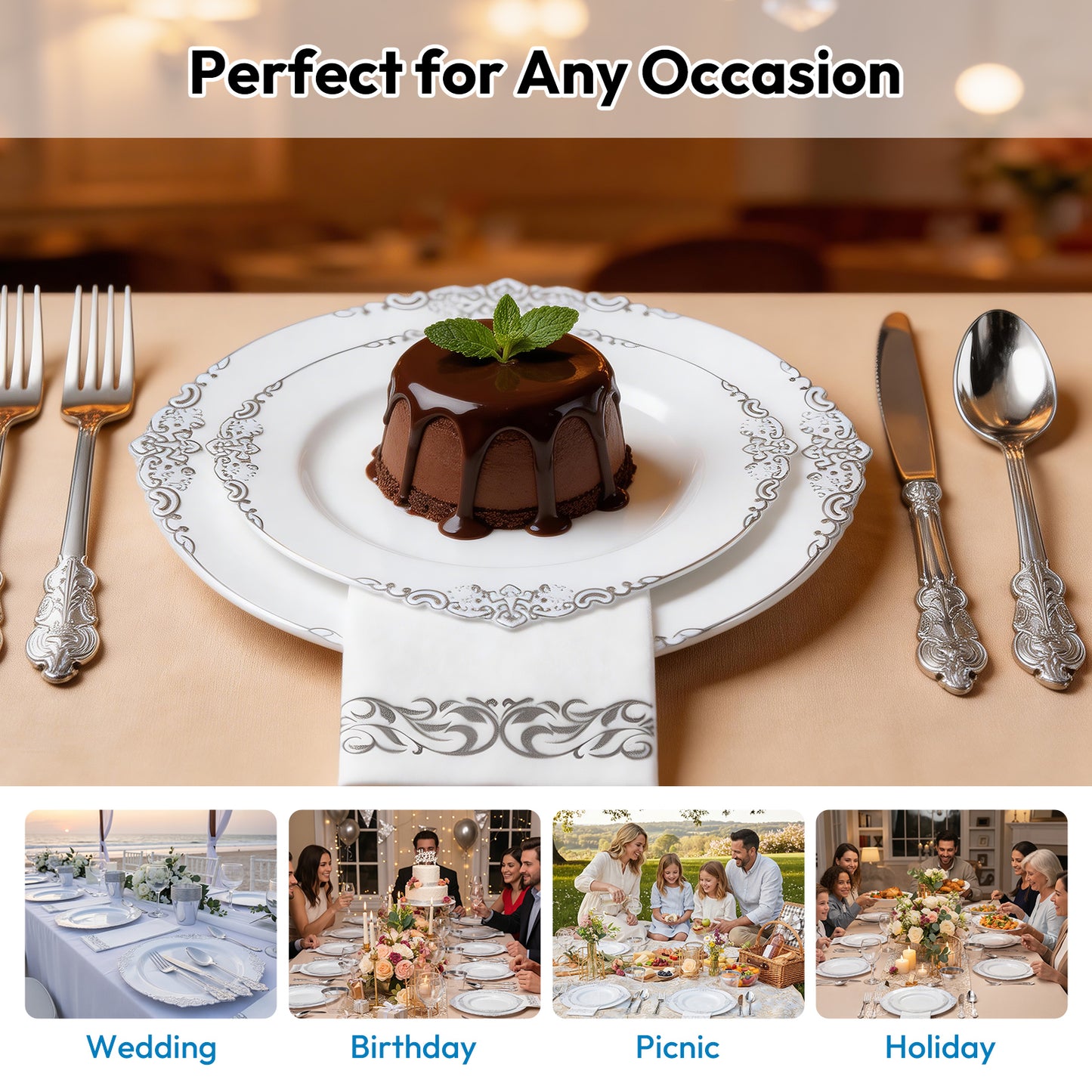 Disposable Retro Dinnerware Set for Party, Wedding