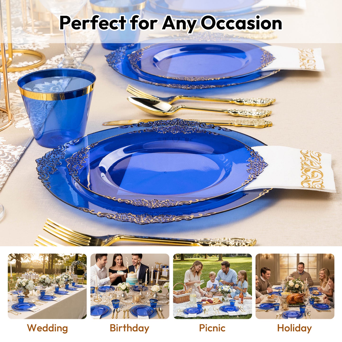 Disposable Retro Dinnerware Set for Party, Wedding