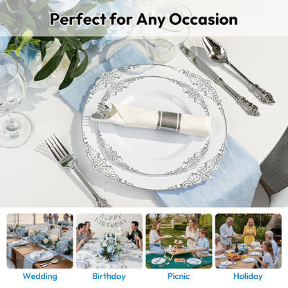 Make Parties Look Better with Disposable Retro Silver Plastic Dinnerware Sets