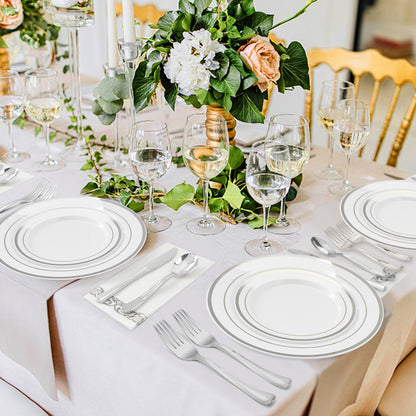 Goodluck 400PCS  Disposable Heavy Duty Silver Utensils for Party, Christmas, Birthday, Catering, and Daily Use