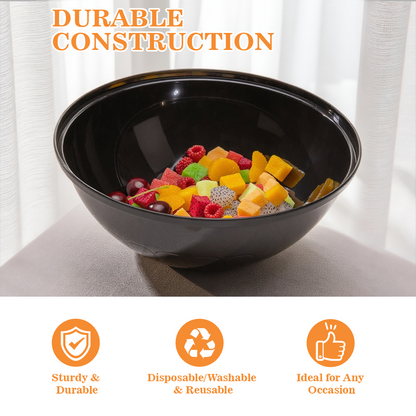 4 Pack 150 Ounce Disposable Plastic Serving Bowls for Chips, Salad, Candy, Snacks
