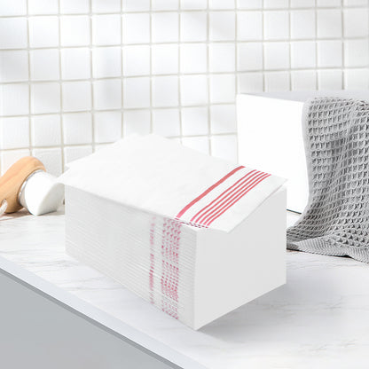 Goodluck 100 Pack 3-Ply Disposable Soft Absorbent Paper Napkins with Rose Gold Trim Lined for Dinners, Kitchen or Events