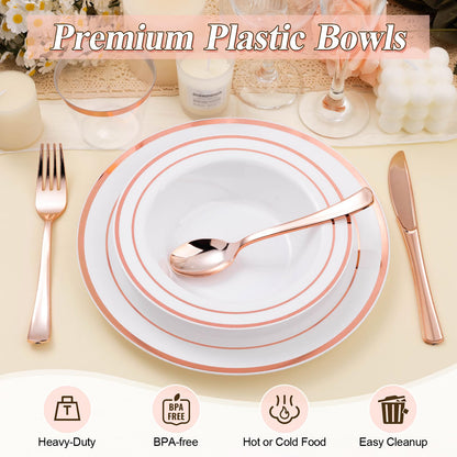 12-Ounce Disposable Bowls with Double Rims for Parties