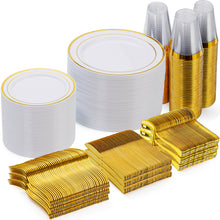 Goodluck White with Double Gold Rim Disposable Plates