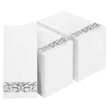 Goodluck 3-Ply Dinner Disposable Napkins with Silver Trim Perfect for Kitchen, Dinner, Party, Wedding, or Event