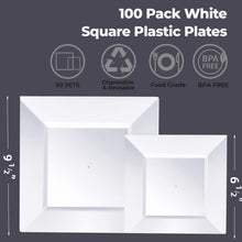Goodluck 100 Pack Heavy Duty Square Plastic Plates