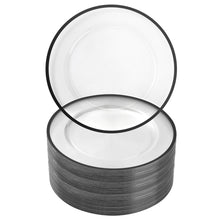 Goodluck 12 Inch Disposable Clear with Black Rim Plastic Charger Plates