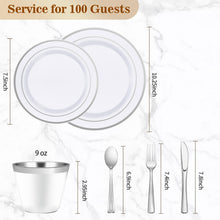 Goodluck 700-Piece Disposable Silver Plastic Dinnerware Set for 100 Guests