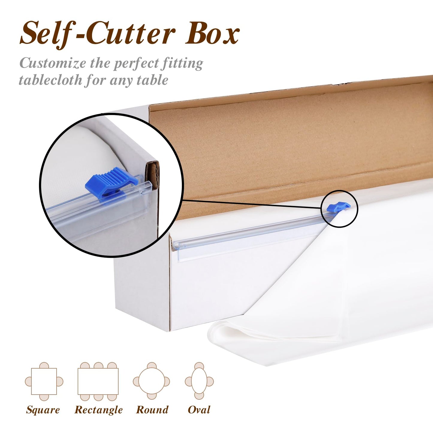 Goodluck 54 Inch X 300 Feet White Plastic Table Cloths with Cutter Box