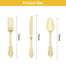 Goodluck 75PCS Disposable Heavy Duty Gold Plastic Silverware for 25 Guests