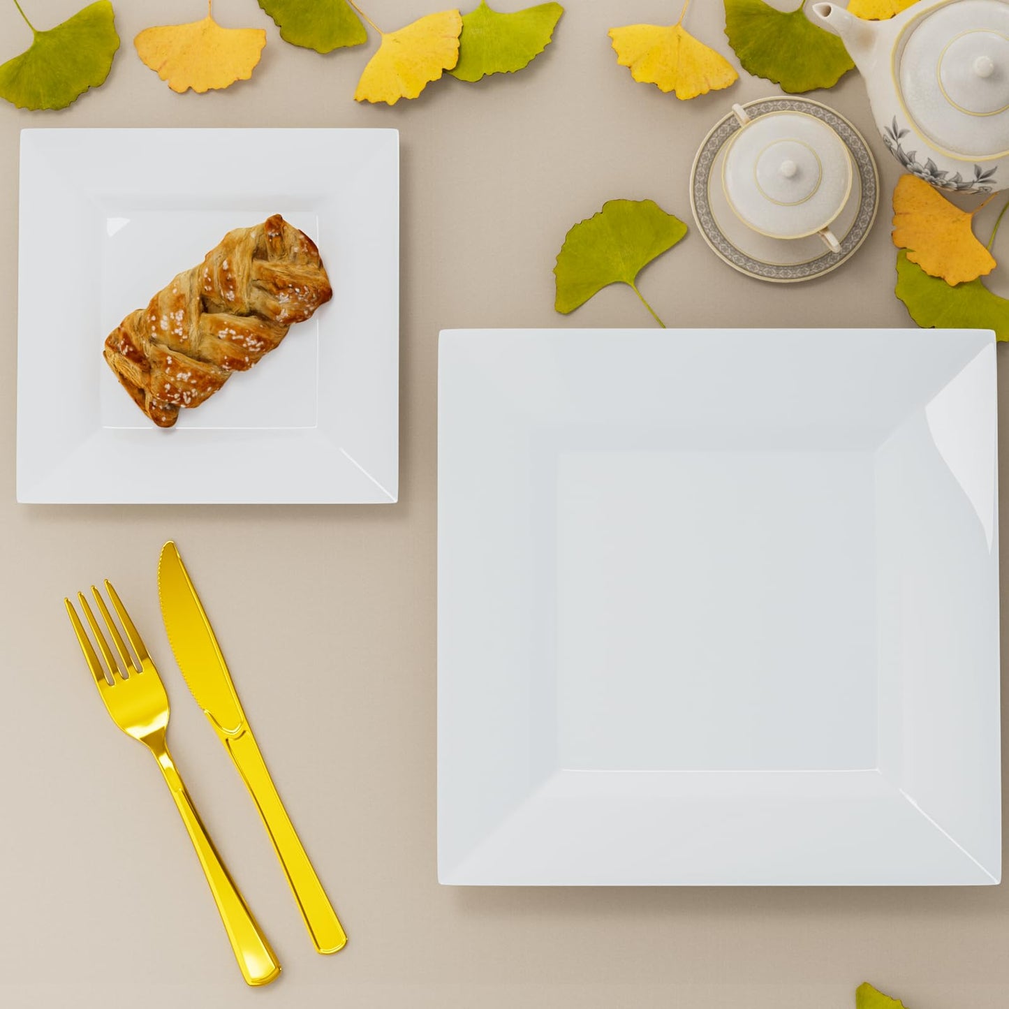 Goodluck 100 Pack Heavy Duty Square Plastic Plates