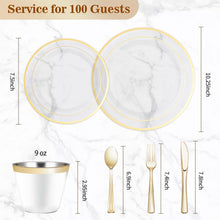 Goodluck 600PCS Clear Gold Dinnerware Set for 100 Guests