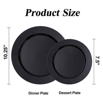 Goodluck Disposable Black Plastic Plates Set