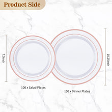 Goodluck 200-Piece Disposable Rose Gold Plastic Plate Set