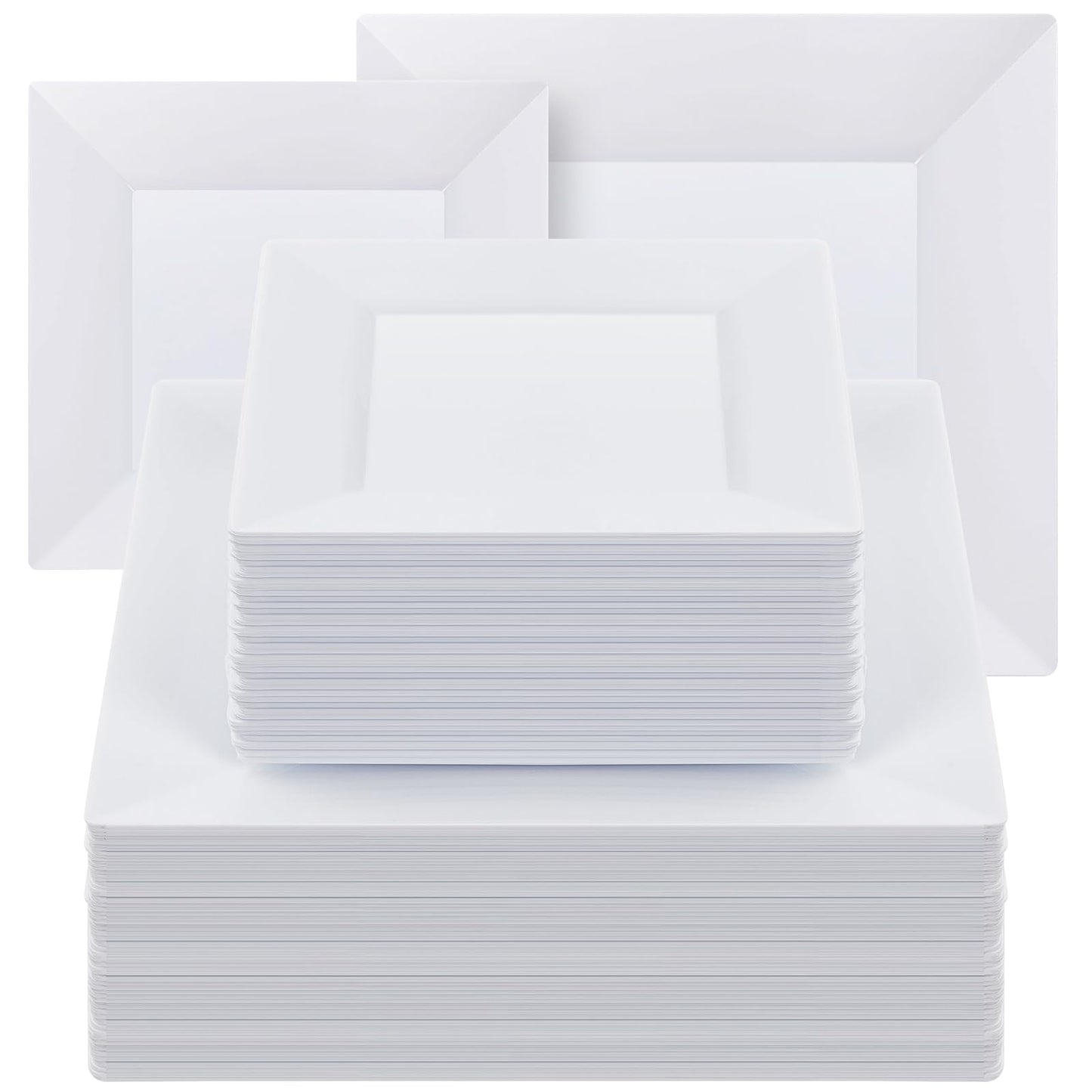 Goodluck 100 Pack Heavy Duty Square Plastic Plates