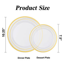 Goodluck 200-Piece Disposable Clear with Double Gold Rim Plastic Plates Set for Parties