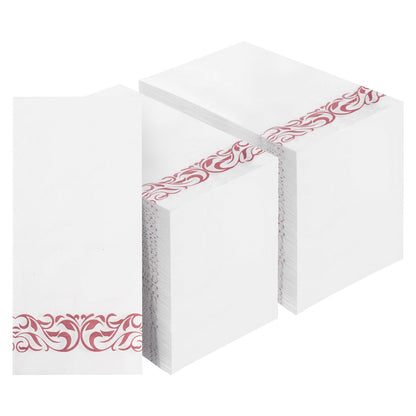 Goodluck 200 Pack 3-Ply Disposable Dinner Napkins with Rose Gold Trim Perfect for Kitchen, Dinner, Party, Wedding, or Event