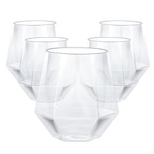 Goodluck 40 Pack 12 Oz Diamond Stemless Clear Plastic Wine for Whiskey or Cocktail