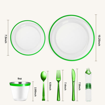 Durable Disposable Clear Plastic Dinnerware Set with Single-Rim Design