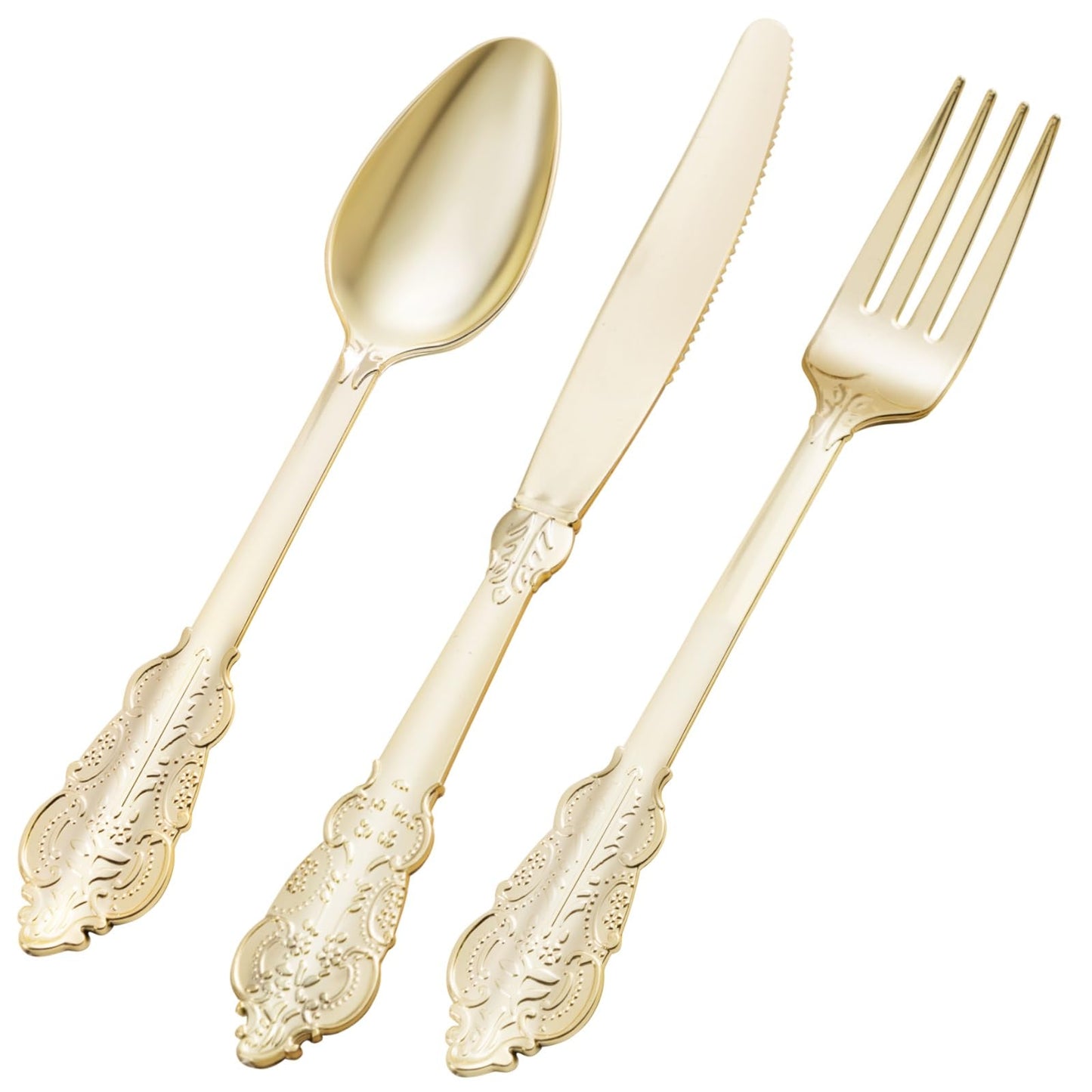 Goodluck 75PCS Disposable Heavy Duty Gold Plastic Silverware for 25 Guests