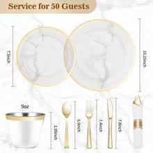 Goodluck 350-Piece Disposable Clear Gold Plastic Dinnerware Set for 50 Guests