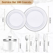 Goodluck 600-Piece Disposable Double Silver Rim Plastic Dinnerware Set for 100 Guests