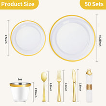 Goodluck 350 Piece Disposable Clear with Gold Rim Plastic  Dinnerware Set for 50 Guests