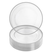 Goodluck 50 Pack 12 Inch Disposable Clear with Silver Rim Charger Plates
