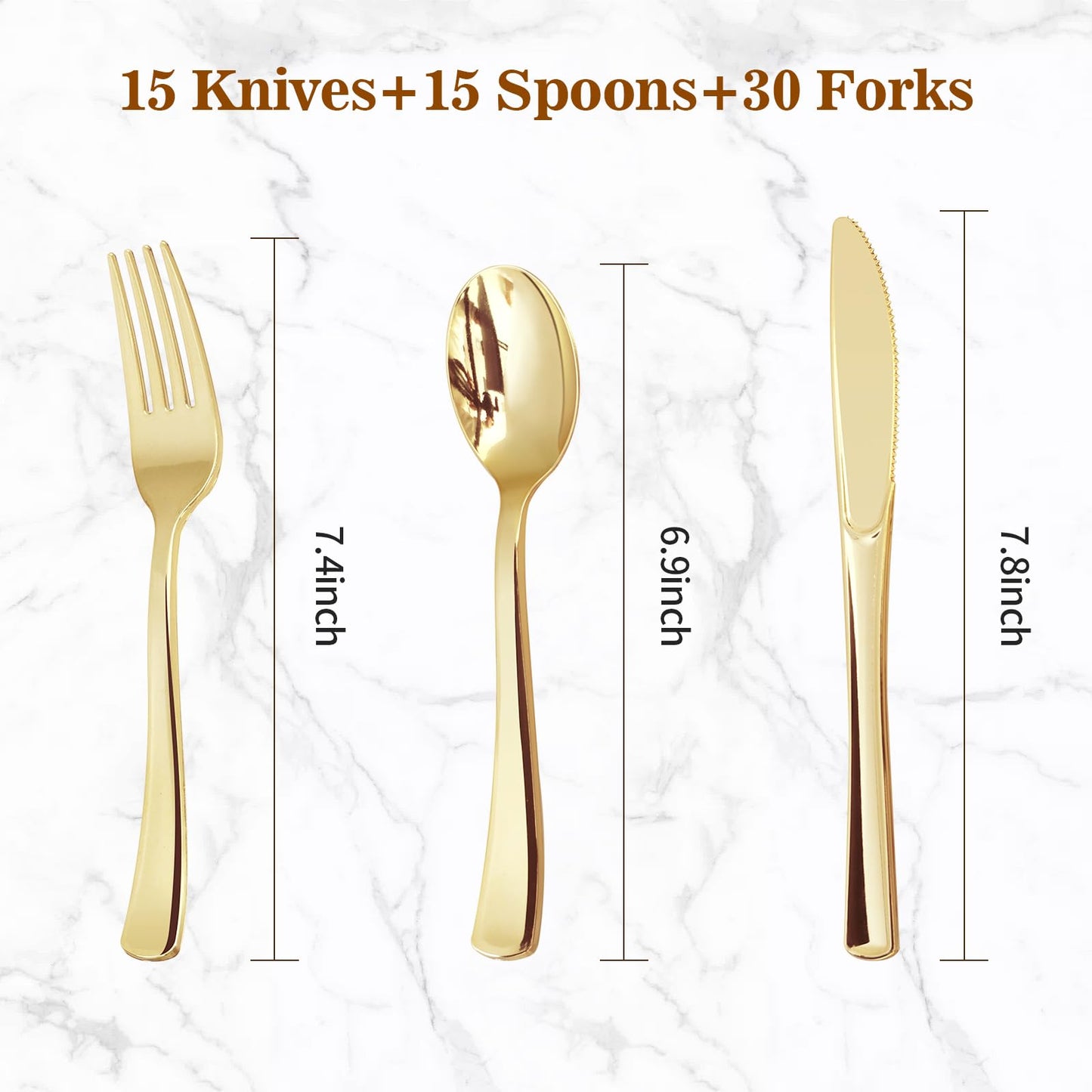Goodluck Disposable Gold Plastic Utensils Set for Parties, Weddings, Catering and Daily Use
