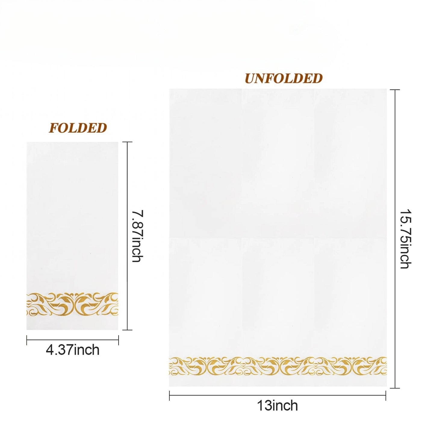 Goodluck Disposable 3-Ply with Gold Trim Dinner Paper Napkins