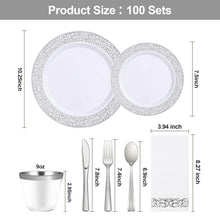 Goodluck 700PCS Disposable Silver Plastic Dinnerware Sets for 100 Guests