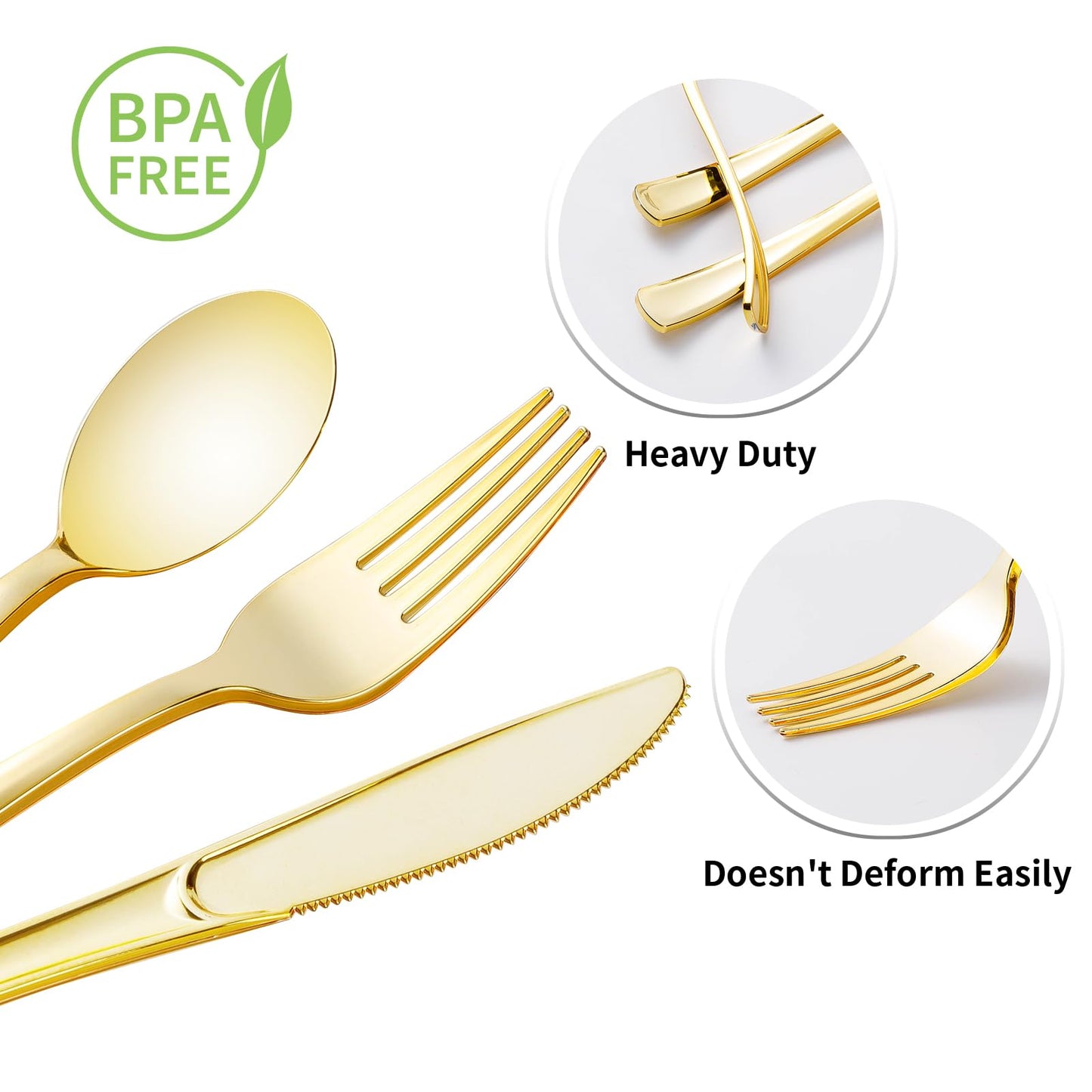 Goodluck 100 Pack Pre-Rolled Gold Plastic Silverware Set