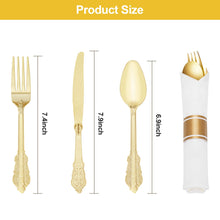 Goodluck 400 Pack Disposable Gold Utensil Sets with Pre-Rolled Napkins for 100 Guests