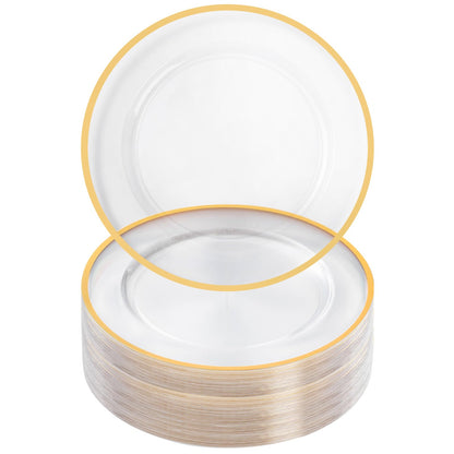 Goodluck 12 Inch 50 Pack Clear Charger Plates with Gold Trim