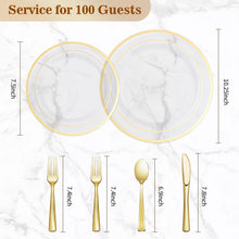 Goodluck 600-Piece Disposable Clear Gold Plastic Dinnerware Set for 100 Guests