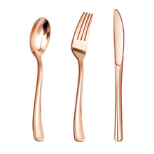 Goodluck Disposable Rose Gold Plastic Silverware Set for Wedding, Party, Valentines