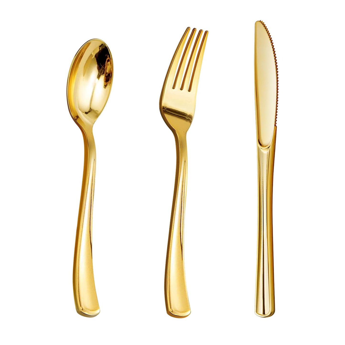 Goodluck Disposable Gold Plastic Cutlery Set  for Wedding, Party, Birthday, Holidays